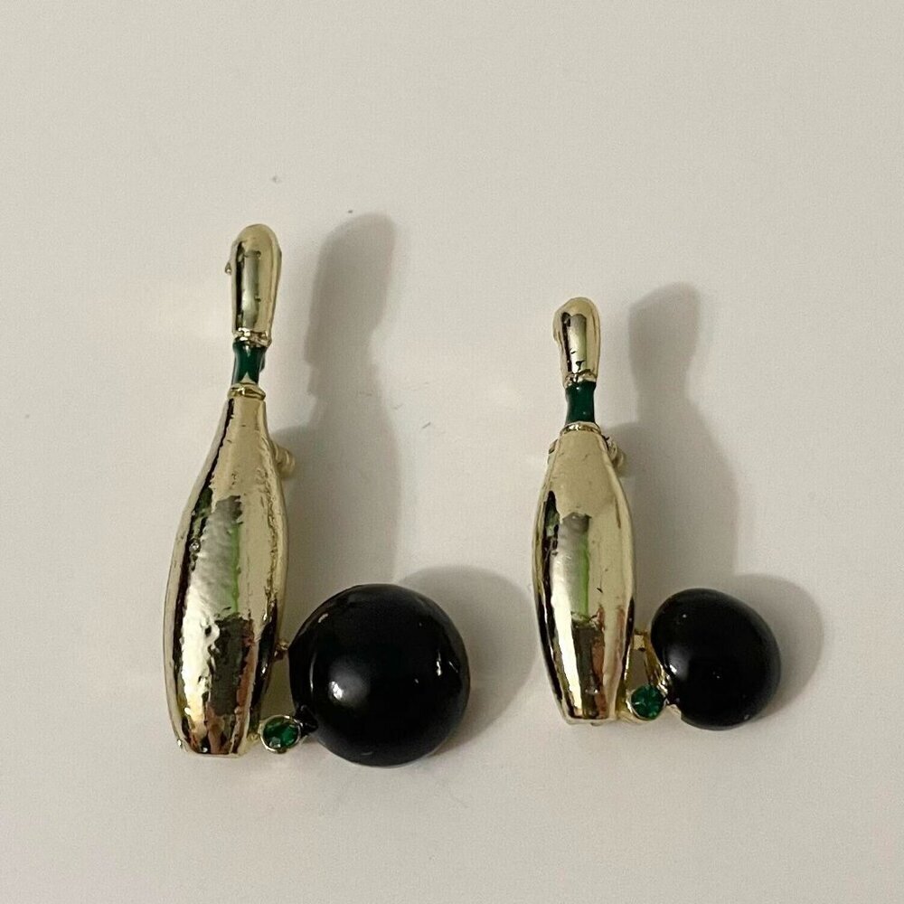 Vintage Gerrys Set of 2 Bowling Pin and Ball Brooch Pin Flaws